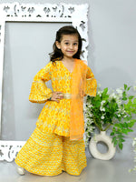 Kurti Sharara and Dupatta Set in yellow color