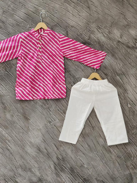Kurta pajama set pink lehariya