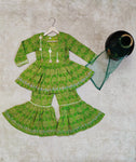 Kurti sharara and dupatta set embroidery work