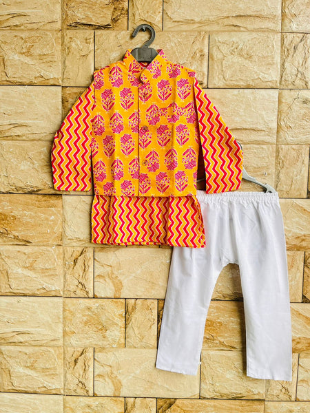Boy kurta pajama and jacket set
