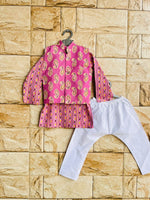 Boy kurta pajama and jacket set purple