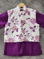 Boy kurta pajama and jacket set purple