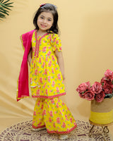 YELLOW KURTI SHARARA AND DUPATTA-S184