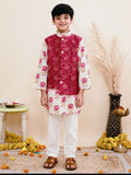 BOY KURTA WITH ATTACHED JACKET AND PAJAMA SET-S2126