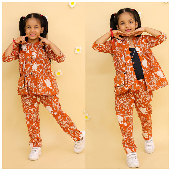Printed Top and pant with sling bag-S1810