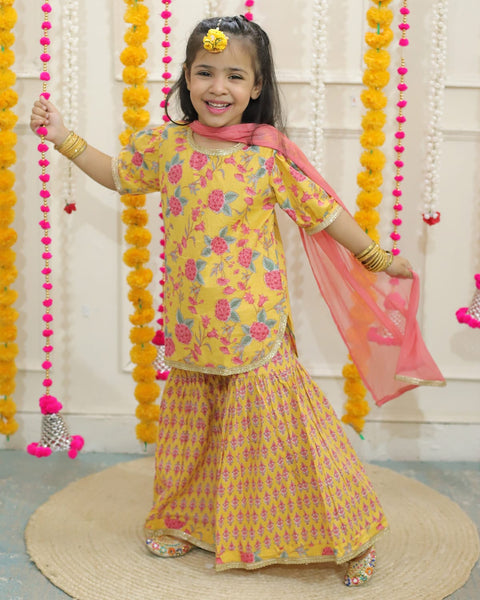 Buy KALKI Rani Pink Embroidered Kurti And Sharara Set For Girls Kalki  Fashion India