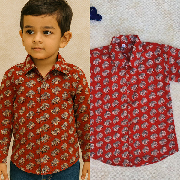 Full Sleeves cotton shirt elephant print-S1387