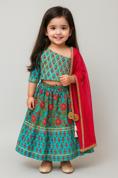 Lehanga choli dupatta set pure cottom-S2072