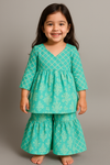 Light green kurti and sharara set-S1703