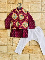 Boy kurta pajama and jacket set 🍷-S388