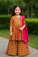 Angarakha Kurti Sharara and Dupatta Set-S186