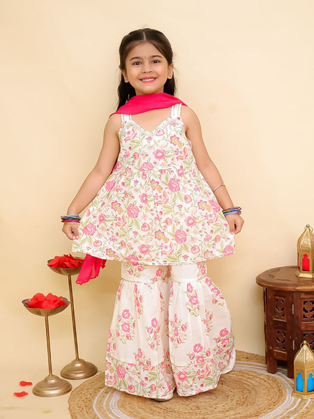 KURTI SHARARA AND DUPATTA SET PINK