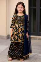 Angarakha Garara with Dupatta Set navy blue-S228
