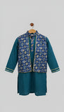 Katha kurta with attached jacket and cotton pajama set-S1135