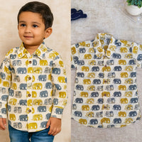 Full Sleeves cotton shirt elephant print-S1385