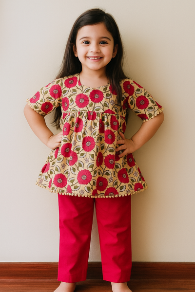 Kurti and pajama set-S358
