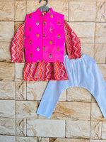 Boy kurta pajama and jacket set-S942