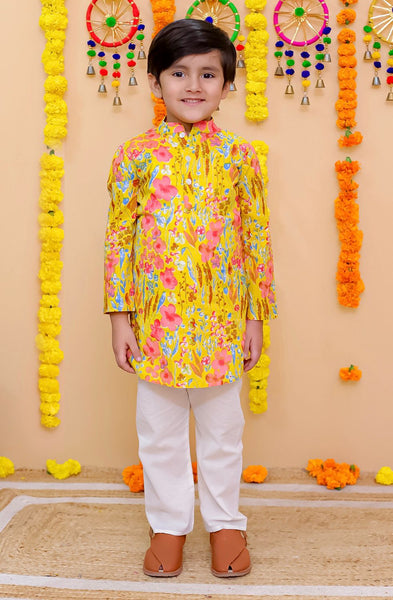 Cotton kurta pajama set 🟡-S911