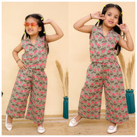 Notched collar sleeveless co-ord sets-S1318