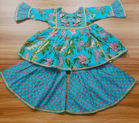 Kurti And Sharara Set embroidery work 💙 🪡-S800