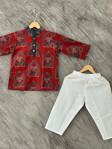 Kurta pajama in ajrak print 🍒-S401