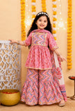 Kurti sharara and dupatta set pink-S1817