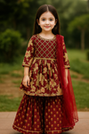 Angarakha Garara with Dupatta Set Red-S226