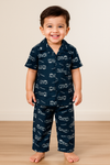 Navy Half Sleeves Top and Pyjama Set-1234