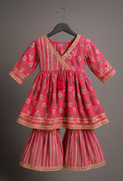 Angarakha And Sharara Set gota work pink-S1262