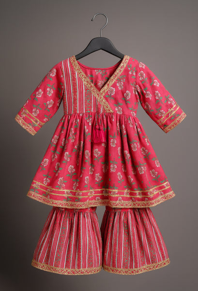 Angarakha And Sharara Set gota work pink-S1262