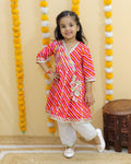 Anarkali kurta with white pant lehariya print-S418