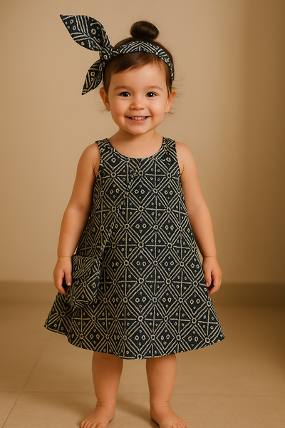 Umbrella Frock with hairband and bag-S84