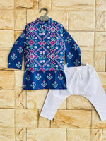 Boy kurta pajama and jacket set 💙-S1042