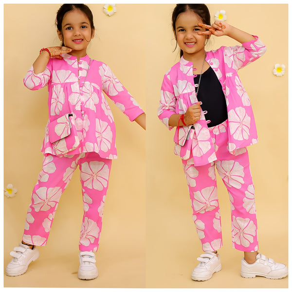 Printed Top and pant with sling bag-S1812