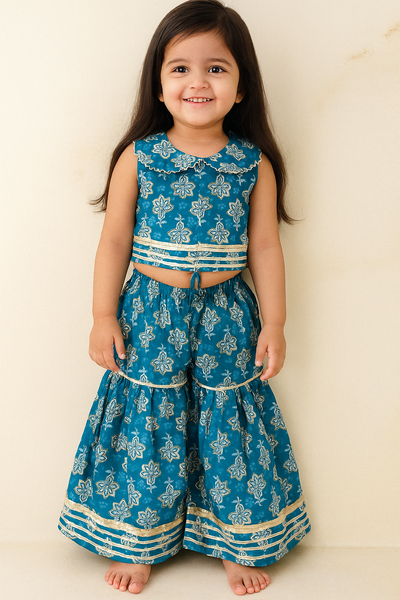 INDOWESTERN CROP TOP WITH SHARARA-S1406
