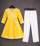 Anarkali kurta with white pant lehariya print 🍋-S420