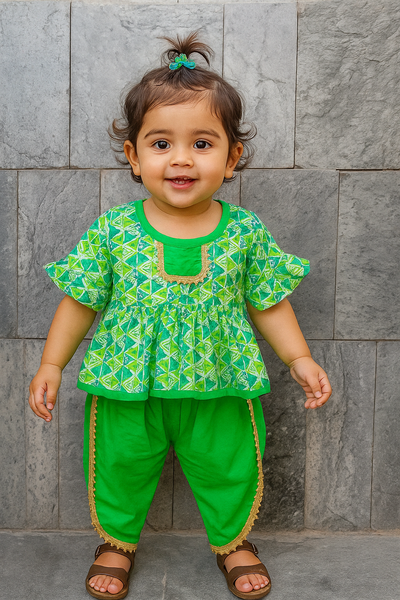 Girl dhoti green-S2233