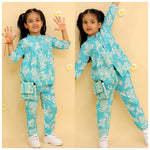 Printed Top and pant with sling bag-S1811