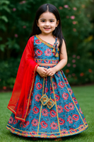Cotton lehanga choli And Dupatta set blue 💙-S634