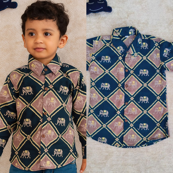 Full Sleeves cotton shirt elephant print-S1383