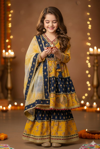 Heavy Cotton Kurti Sharara And Dupatta Set-S12000