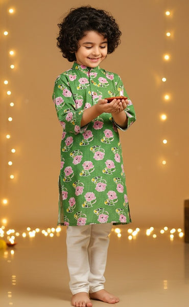 Katha kurta and cotton pajama set-S1069