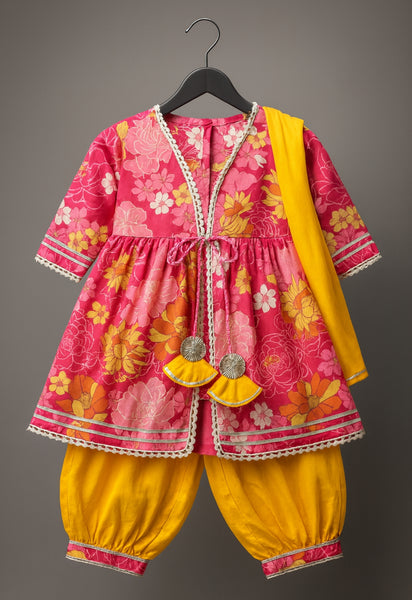 Girl kurti with afgani pant and dupatta-S666