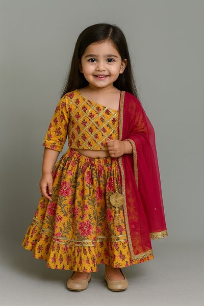 Lehanga choli dupatta set pure cottom-S2073