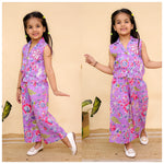 Notched collar sleeveless co-ord sets-S1313