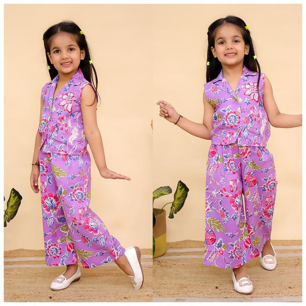 Notched collar sleeveless co-ord sets-S1313