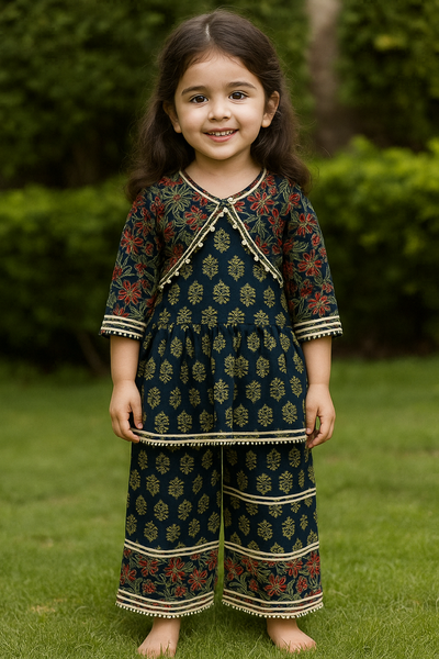 KURTI PLAZZO SET BLUE-S676