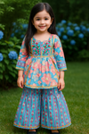 Kurti And Sharara Set embroidery work 💙 🪡-S1060