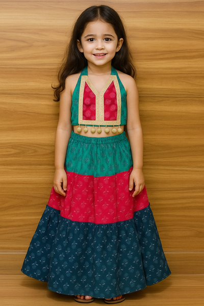 Girl halter neck with lehanga 🌸💠-S690
