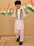 WHITE KURTA PAJAMA SET WITH SCARF-S1025